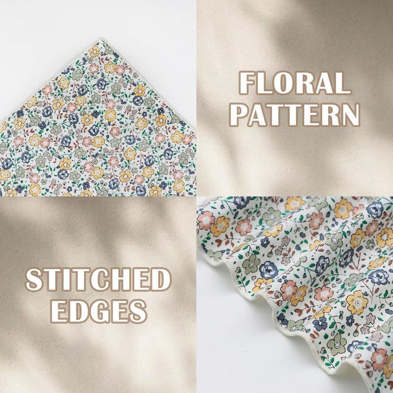 GHTIYLP Store Floral Cotton Pocket Squares for Men with Pocket Square Holder Flower Men's Handkerchiefs for Wedding Groom Casual - Image 5